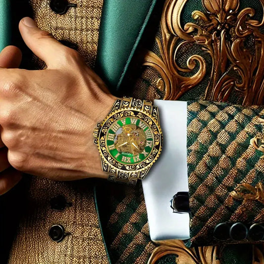 Classical and fashionable engraved fully automatic mechanical watch Gift box